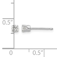 14K White Gold 3mm Round CZ Stud Earrings view 4