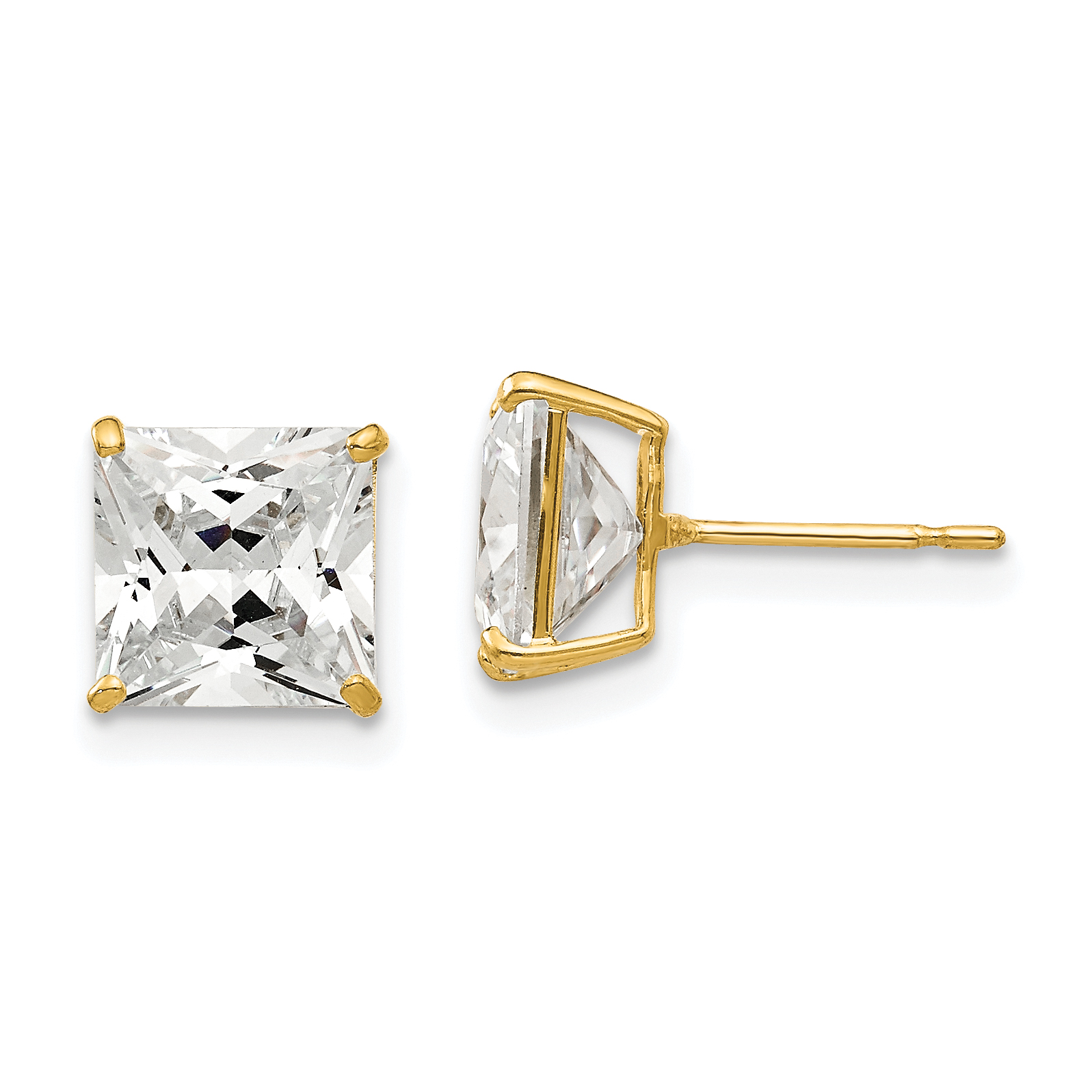 14k 7mm Square CZ Post Earrings (XD40CZ)