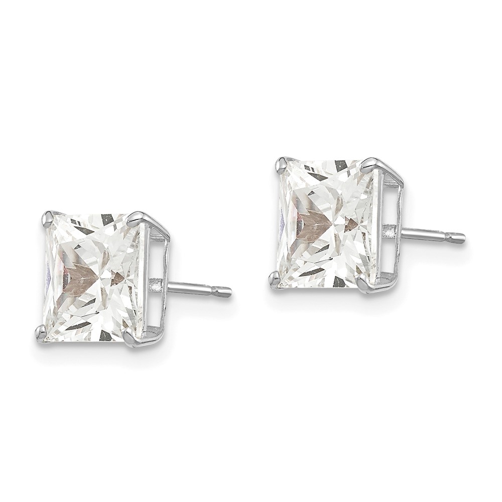 14k White Gold 7mm Square CZ Post Earrings (XD40WCZ)