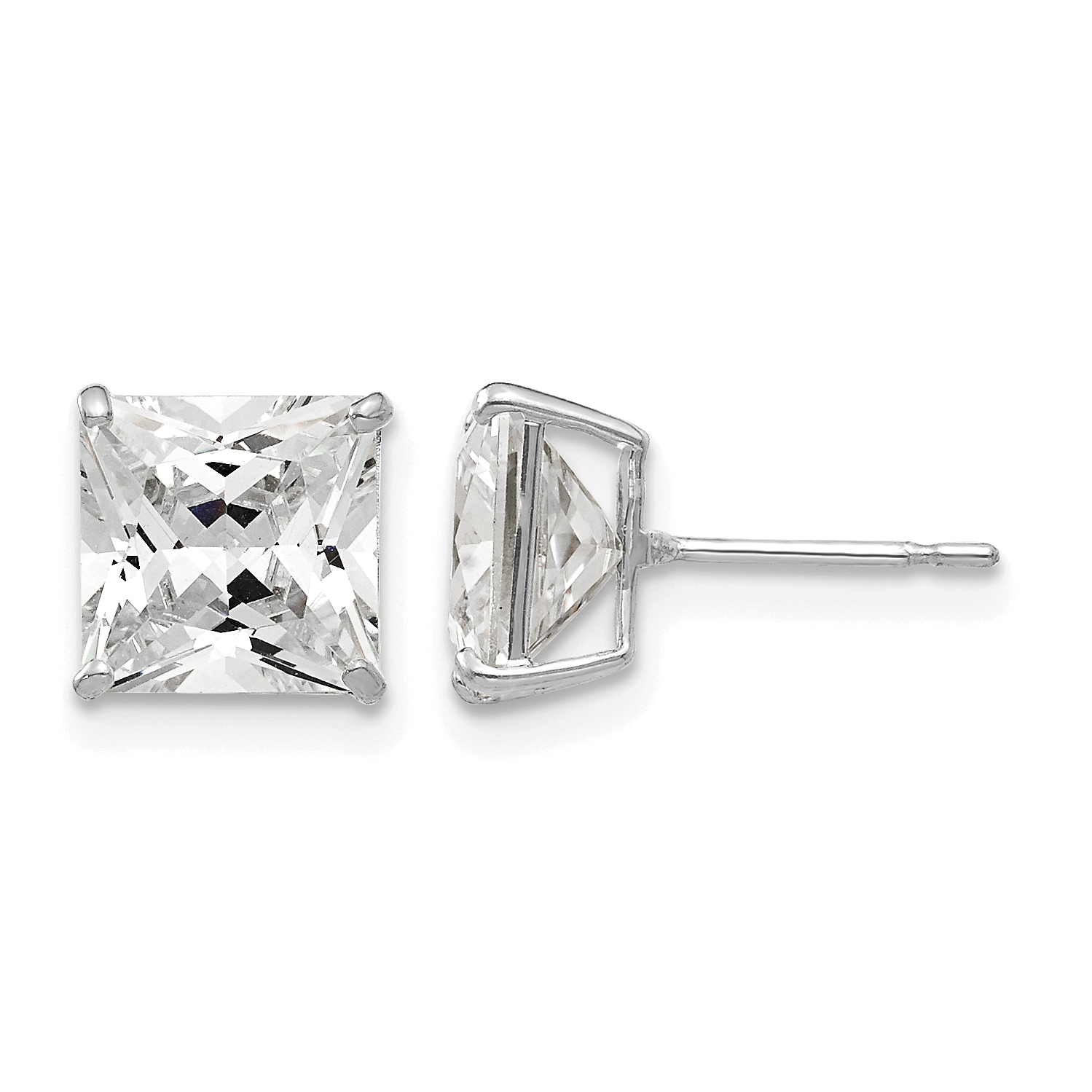 14k White Gold 7mm Square CZ Post Earrings (XD40WCZ)