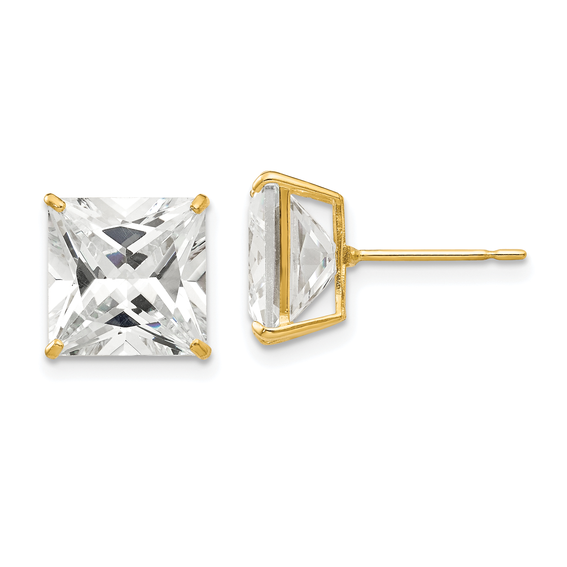 14k 9mm Square CZ Post Earrings (XD42CZ)