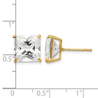 14K 10mm Yellow Gold Square CZ Post Earrings view 4