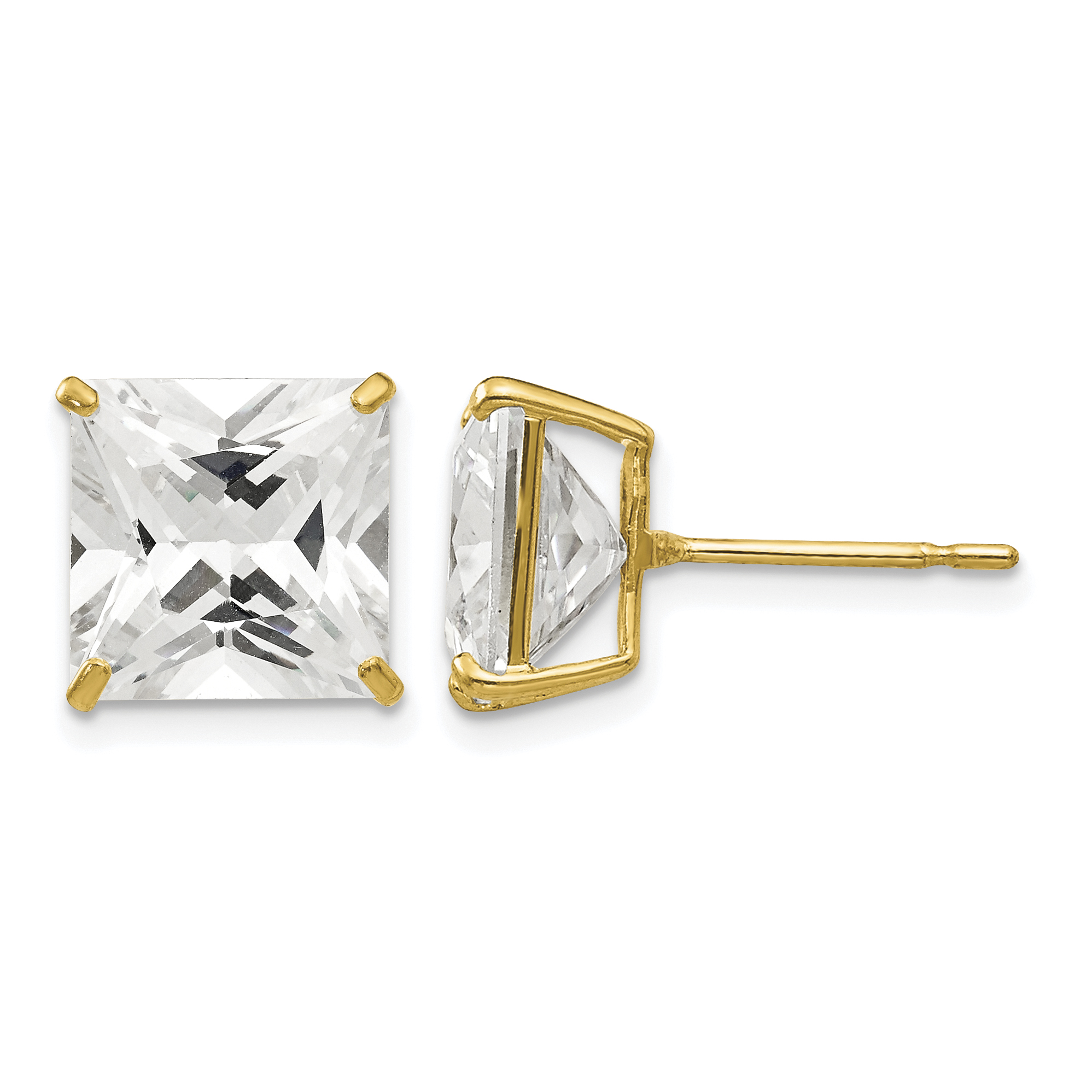 14k 10mm Square CZ Post Earrings (XD43CZ)