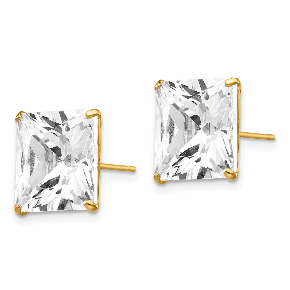 14k 11mm Square CZ Post Earrings (XD44CZ)
