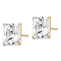 14K 11mm Square CZ Post Earrings view 2