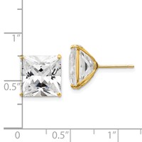 14K 11mm Square CZ Post Earrings view 4