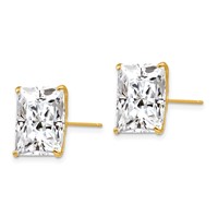 14K 12mm Yellow Gold Square CZ Post Earrings view 2