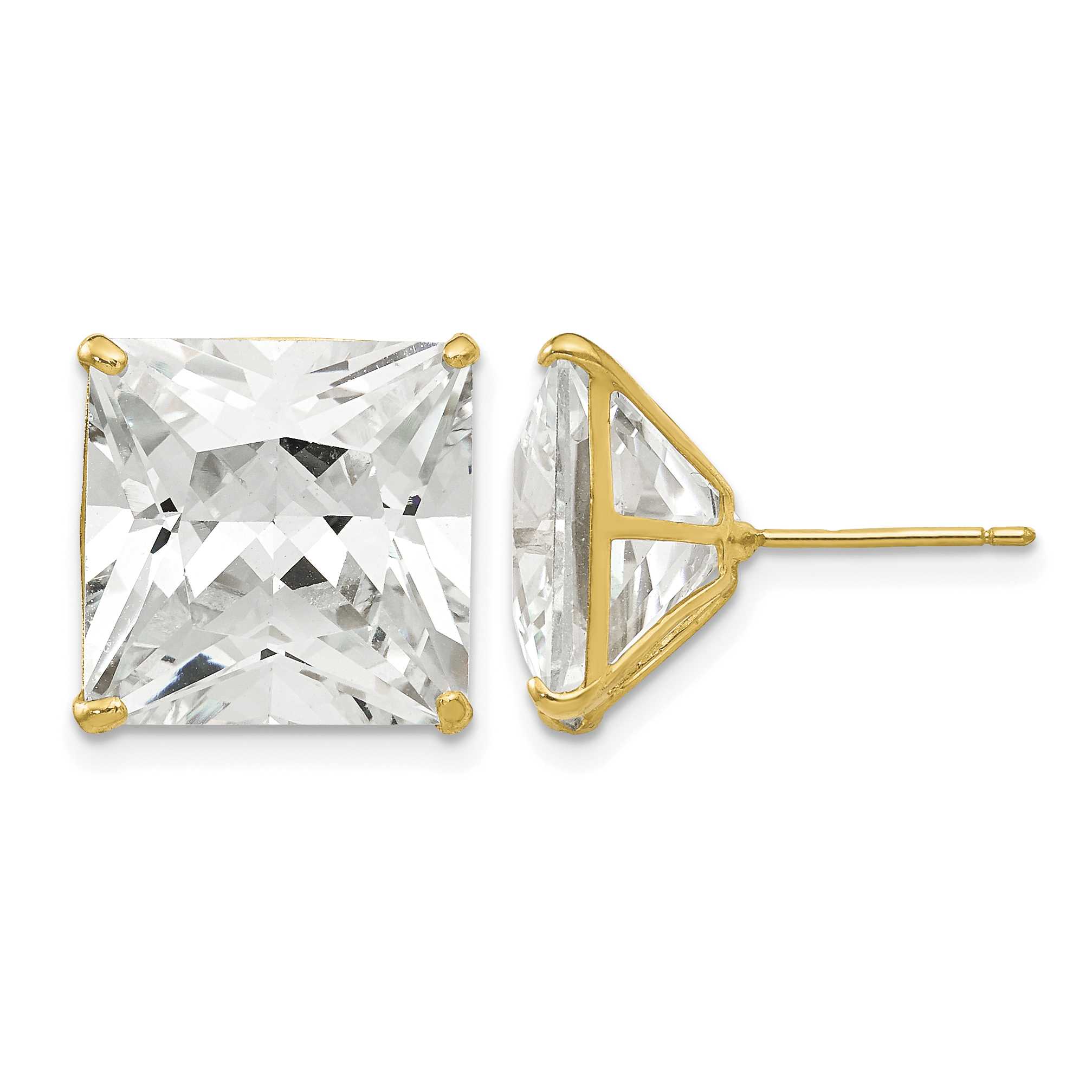 14k 12mm Square CZ Post Earrings (XD45CZ)