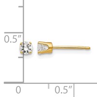 14K 3.25mm Round Cubic Zirconia Stud Earrings view 4
