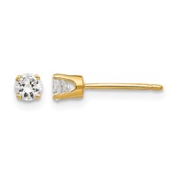 14K 3.25mm Round Cubic Zirconia Stud Earrings view 1