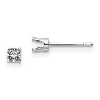 14k White Gold 3.25mm Round Stud Earring Mounting w/backs