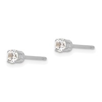 14K White Gold 3.25mm Round CZ Stud Earrings view 2