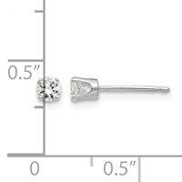 14K White Gold 3.25mm Round CZ Stud Earrings view 4