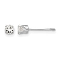 14K White Gold 3.25mm Round CZ Stud Earrings view 1
