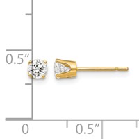 14K 3.5mm Yellow Gold Round CZ Stud Earrings view 4