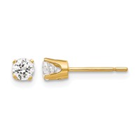 14K 3.5mm Yellow Gold Round CZ Stud Earrings view 1