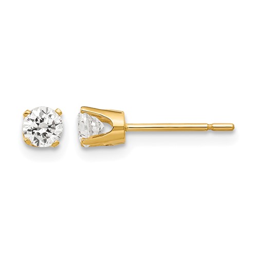 14K 3.5mm Yellow Gold Round CZ Stud Earrings