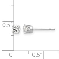 14K White Gold 3.5mm Round CZ Stud Earrings view 4