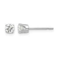 14K White Gold 3.5mm Round CZ Stud Earrings view 1