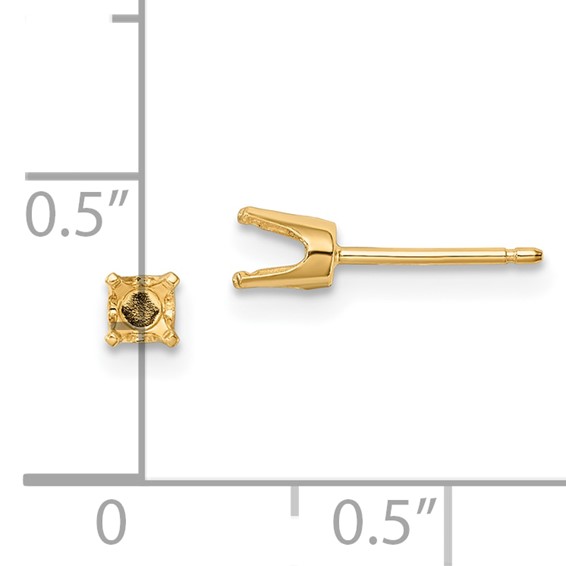 14k 3.75mm Round Stud Earring Mounting w/backs