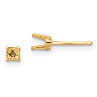 14k 3.75mm Round Stud Earring Mounting w/backs