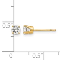 14K 3.75mm Yellow Gold Round CZ Stud Earrings view 4