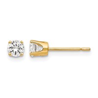 14K 3.75mm Yellow Gold Round CZ Stud Earrings view 1