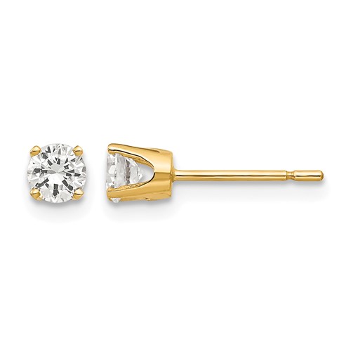 14K 3.75mm Yellow Gold Round CZ Stud Earrings