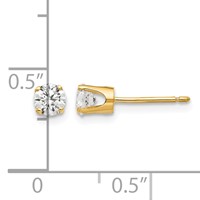 14K 4mm Round CZ Stud Earrings view 4