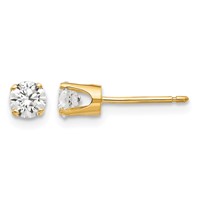 14K 4mm Round CZ Stud Earrings view 1