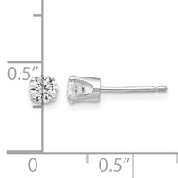 14K White Gold 4mm Round CZ Stud Earrings view 4