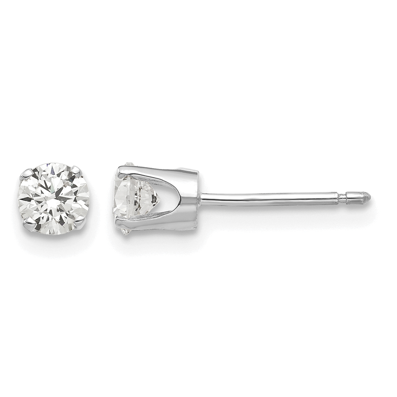 14k White Gold 4mm CZ stud earrings (XD7WCZ)