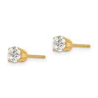 14K 4.25mm Yellow Gold Round CZ Stud Earrings view 2