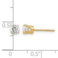 14K 4.25mm Yellow Gold Round CZ Stud Earrings view 4