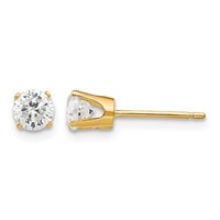 14K 4.25mm Yellow Gold Round CZ Stud Earrings view 1