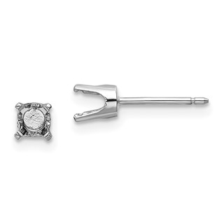 14k White Gold 4.25mm Round Stud Earring Mounting w/backs