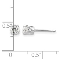 14K White Gold 4.25mm Round CZ Stud Earrings view 4