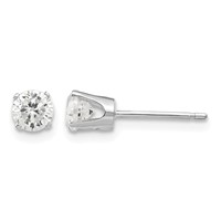 14K White Gold 4.25mm Round CZ Stud Earrings view 1