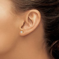 14K 4.5mm Yellow Gold Round CZ Stud Earrings view 3