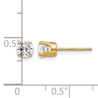 14K 4.5mm Yellow Gold Round CZ Stud Earrings view 4