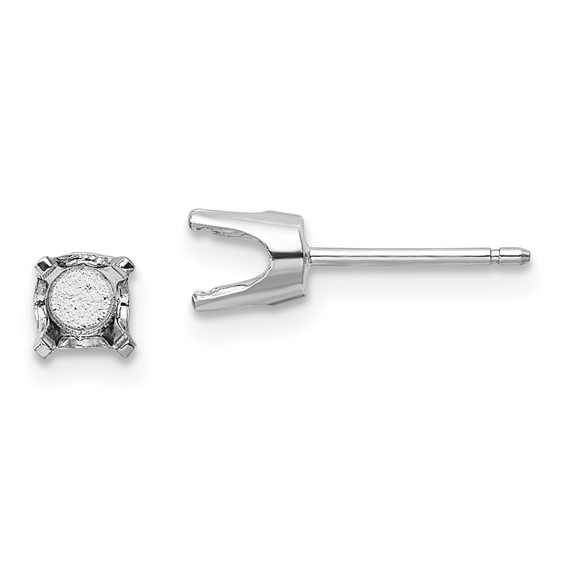 14k White Gold 4.5mm Round Stud Earring Mounting w/backs