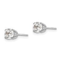 14K White Gold 4.5mm Round CZ Stud Earrings view 2