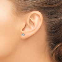 14K White Gold 4.5mm Round CZ Stud Earrings view 3