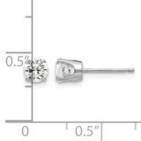 14K White Gold 4.5mm Round CZ Stud Earrings view 4