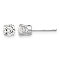 14K White Gold 4.5mm Round CZ Stud Earrings view 1