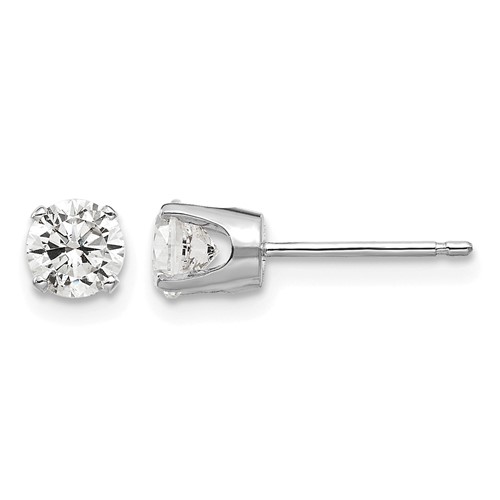 14K White Gold 4.5mm Round CZ Stud Earrings