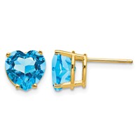 14K 8mm Heart Blue Topaz Post Earrings view 1