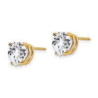 14K 8mm Yellow Gold Heart Cubic Zirconia Post Earrings view 2