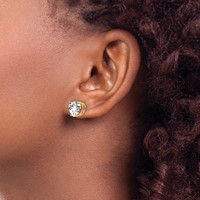 14K 8mm Yellow Gold Heart Cubic Zirconia Post Earrings view 3