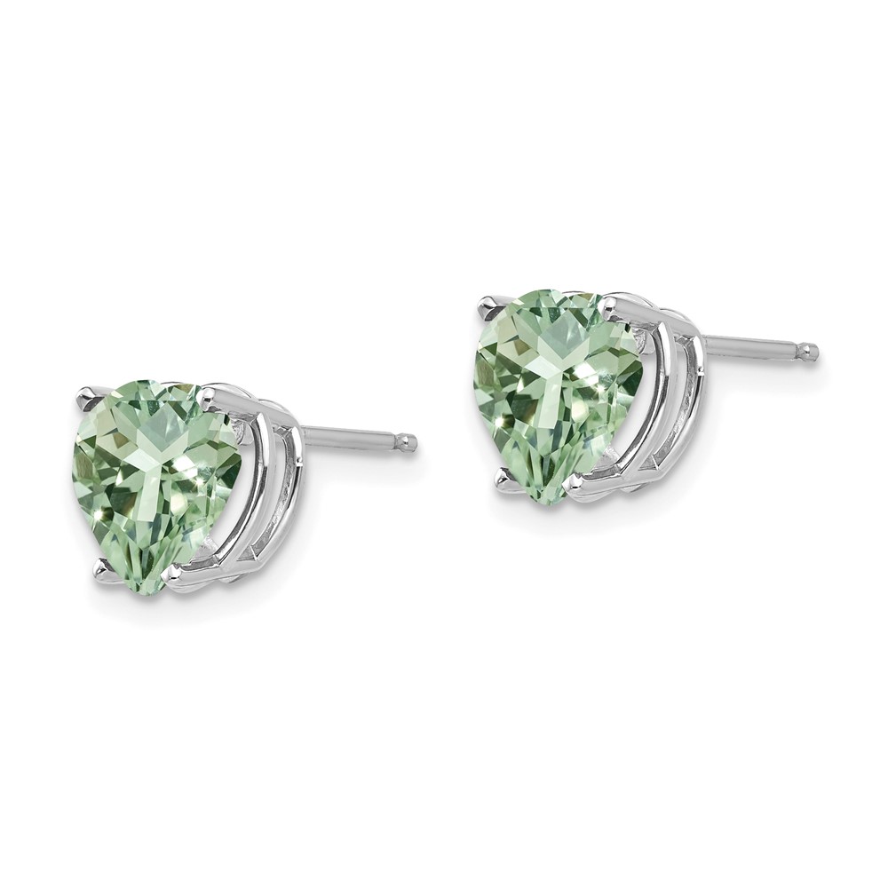 14kw 8mm Heart Green Quartz Earring (XE100WAG)